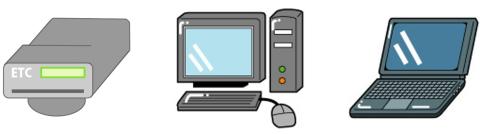 ETC車載機、VICSユニット、パソコン本体・周辺機器(モニター、キーボード、マウス、スピーカー)の画像