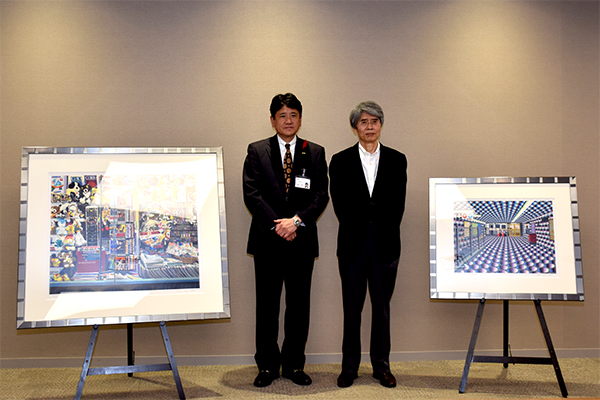 11月16日 現代美術作家 佐藤正明様の絵画寄贈に伴う表敬訪問の写真4